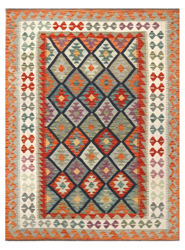 Handmade Afghan Maimana Kilim 193cm x 149cm / 6ft4in x 4ft11in