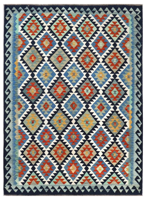 Handmade Afghan Maimana Kilim 221cm x 176cm / 7ft 3in x 5ft 9in