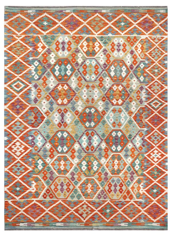 Handmade Afghan Maimana Kilim 240cm x 179cm / 7ft 11in x 5ft 11in