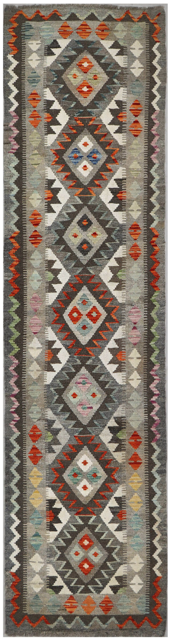 Handmade Afghjan Maimana Kilim Runner 302cm x 78cm / 9ft 11in x 2ft 7in