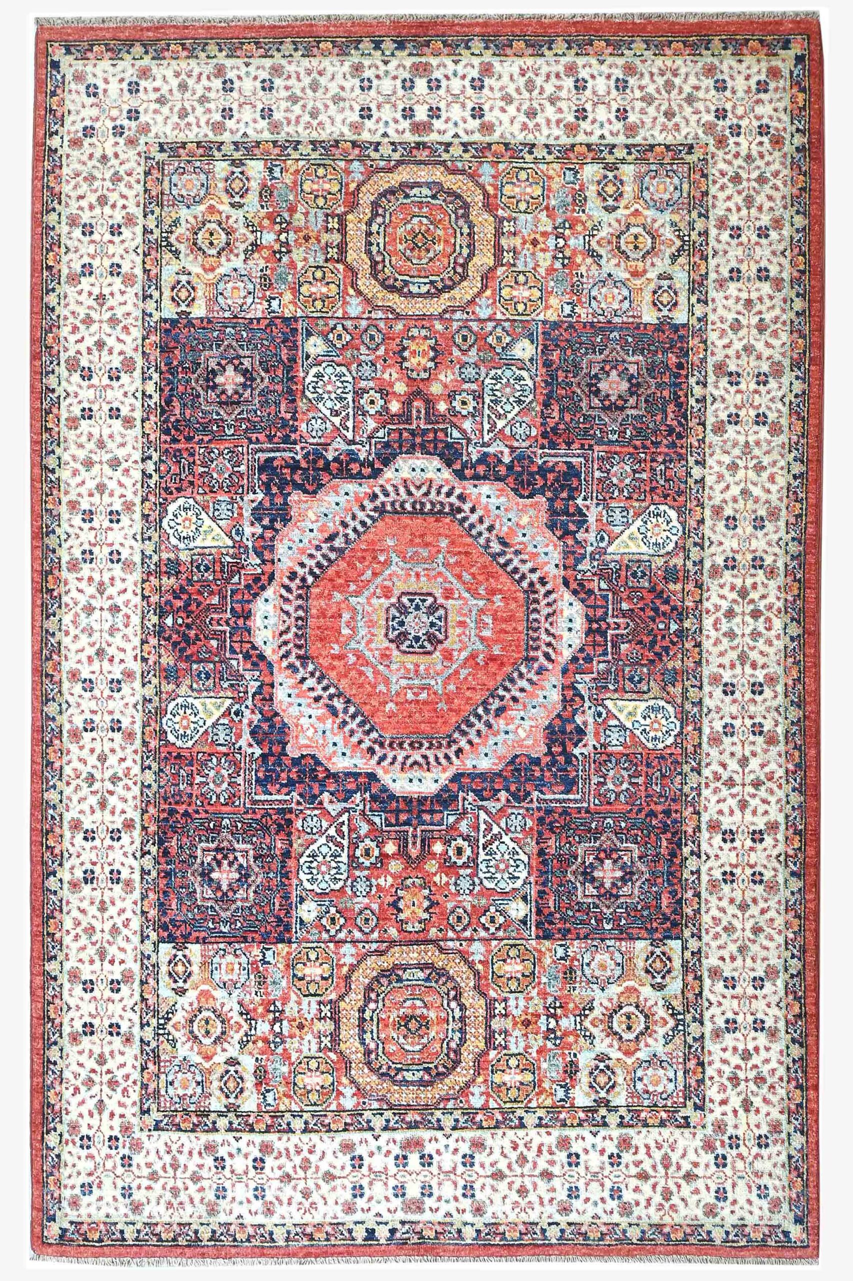 Handknotted Afghan Chob Rang Mamluk Rug 190cm x 121cm / 6ft 3in x 4ft ...