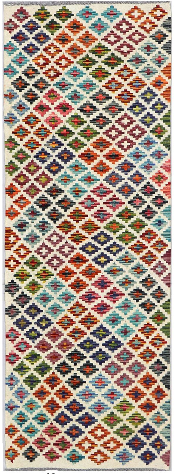 Handmade Afghan Maimana Kilim Runner 190cm x 63cm / 6ft 3in x 2ft1in