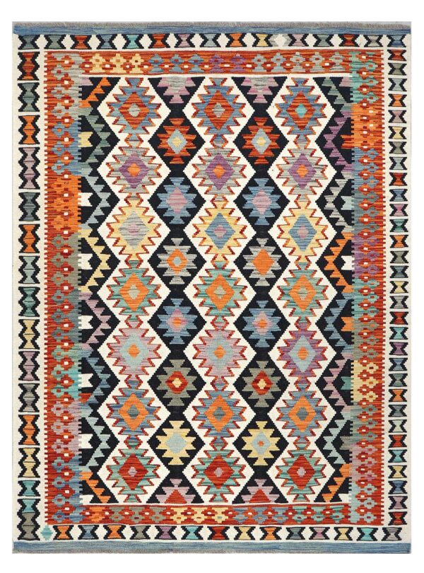 Handmade Afghan Maimana Kilim 198cm x 158cm / 6ft 6in x 5ft 2in