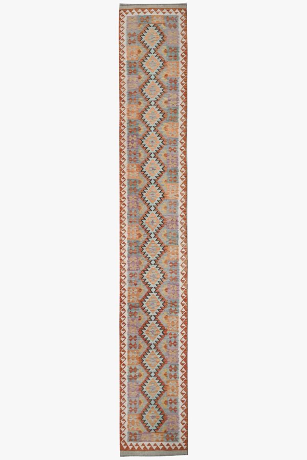 Afghan Maimana Kilim Long Runner 477cm x 77cm / 15ft 8in x 2ft 6in